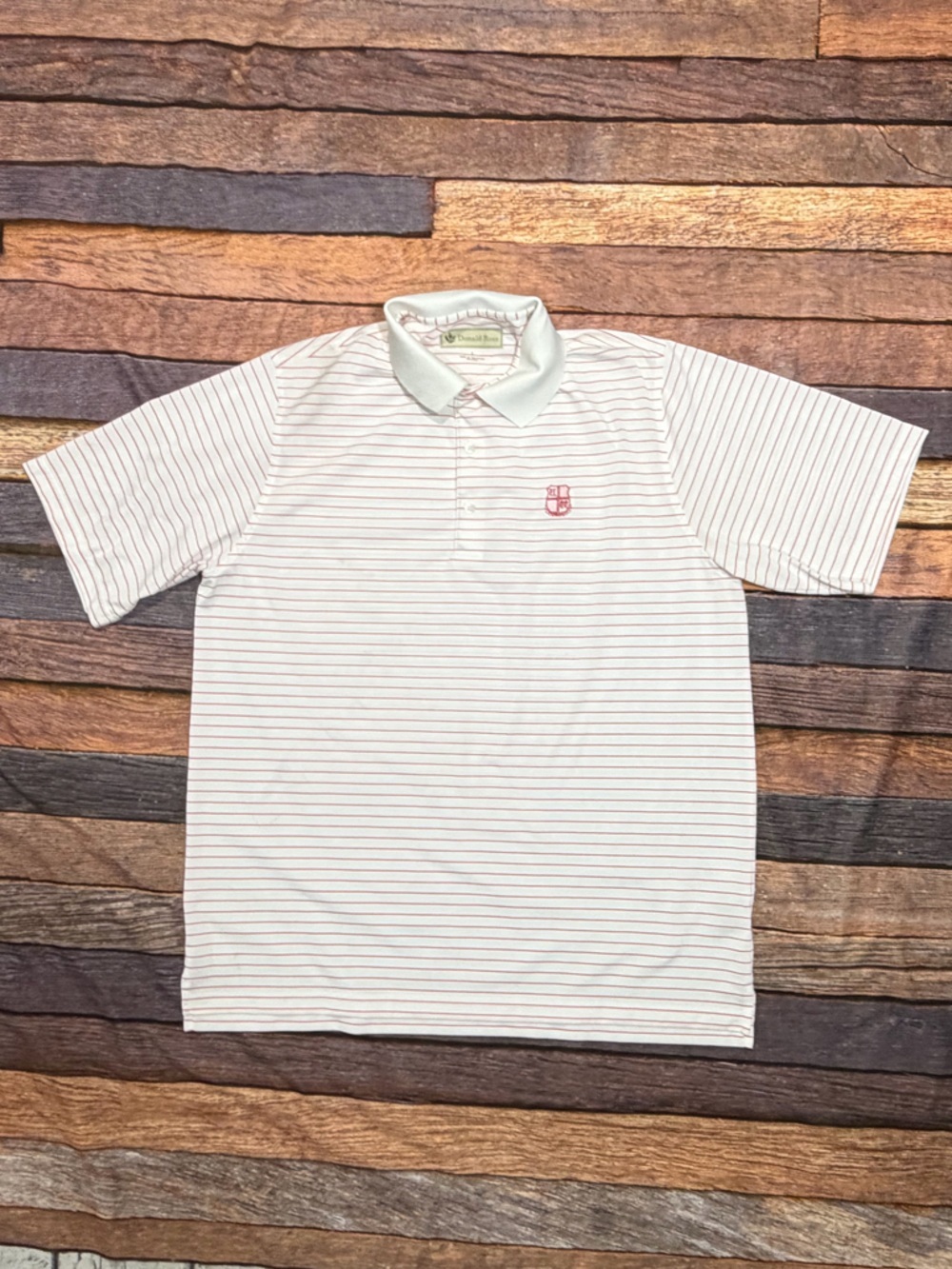 Donald Ross Striped Golf Tennis Echo Lake Country Club Shirt Mens